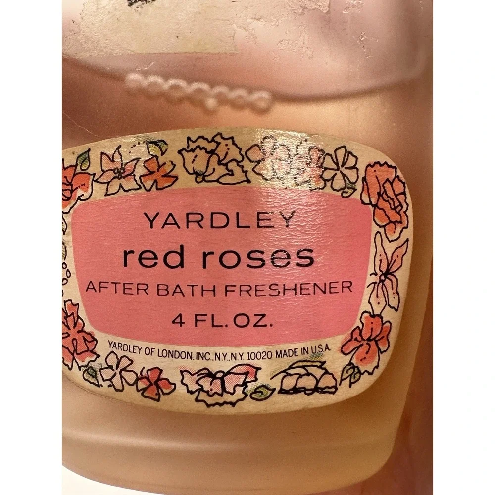 Vintage Yardley Red Roses After Bath Freshener 4oz Glass Bottle Gold‎ Cap